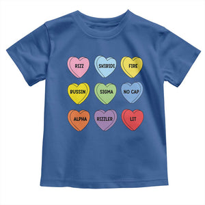 Funny Skibidi Valentine's Day Toddler T Shirt Rizz No Cap Conversation Hearts Sigma TS10 Royal Blue Print Your Wear