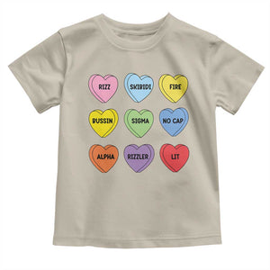 Funny Skibidi Valentine's Day Toddler T Shirt Rizz No Cap Conversation Hearts Sigma TS10 Sand Print Your Wear
