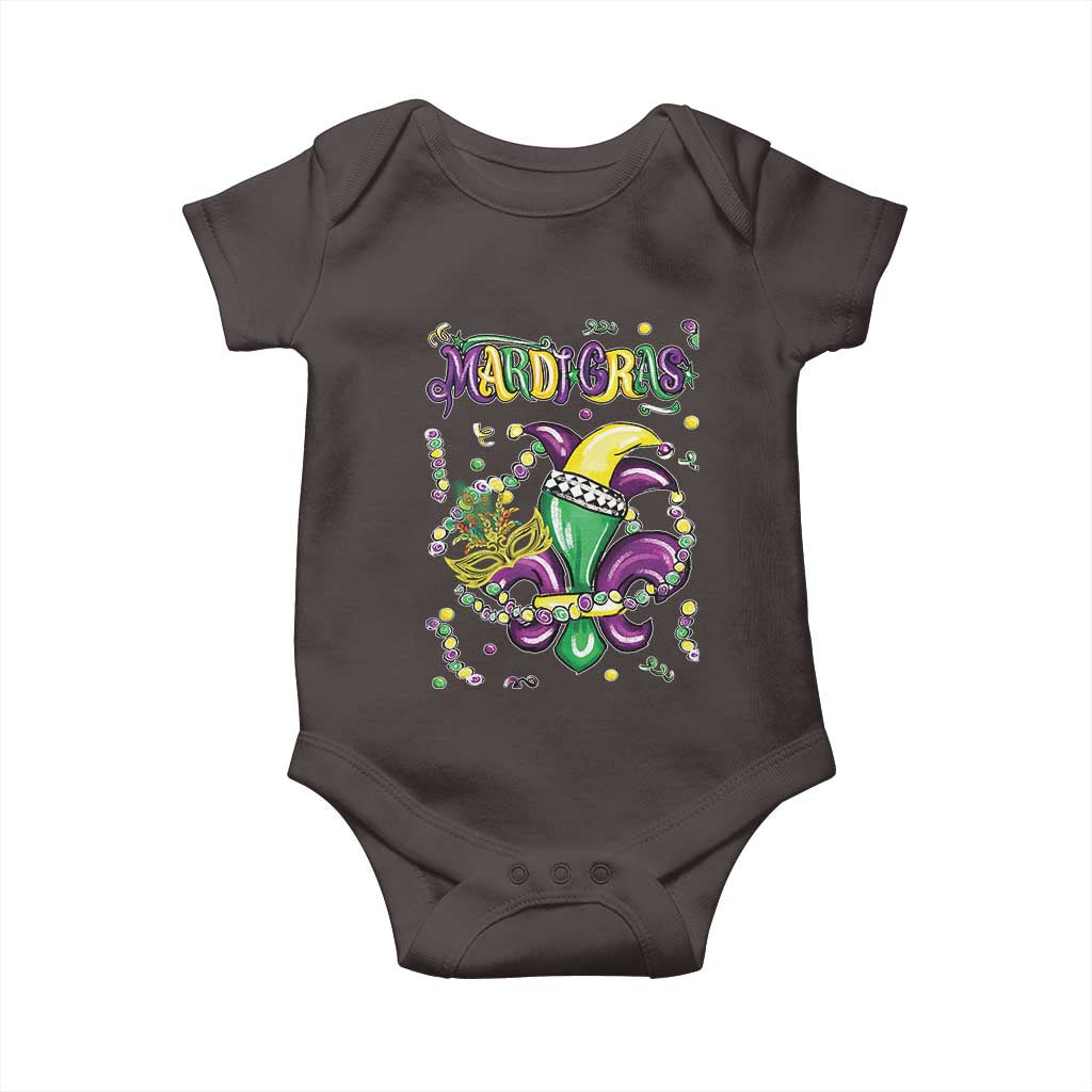 Mardi Gras Baby Onesie Fleur de Lis Carnival Fat Tuesday TS10 Dark Chocolate Print Your Wear