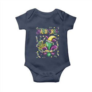 Mardi Gras Baby Onesie Fleur de Lis Carnival Fat Tuesday TS10 Navy Print Your Wear