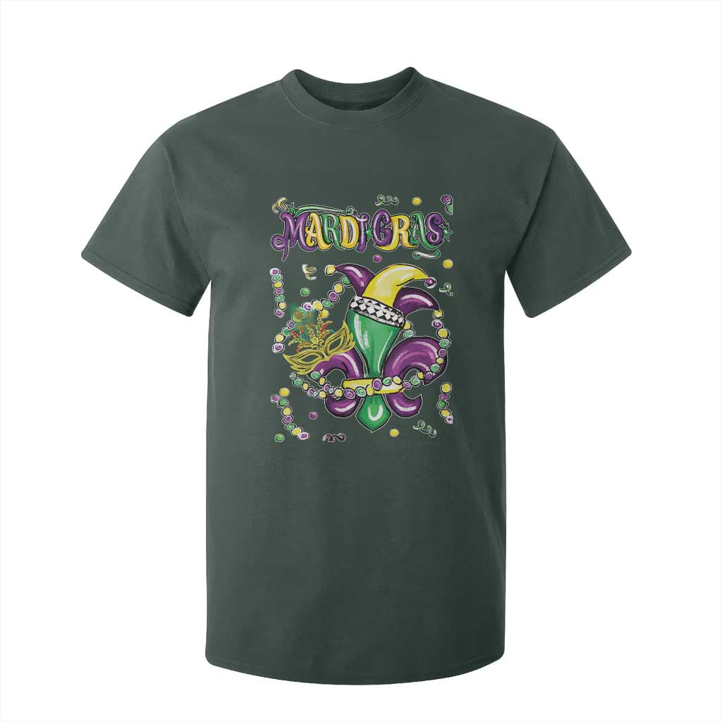 Mardi Gras T Shirt For Kid Fleur de Lis Carnival Fat Tuesday TS10 Dark Forest Green Print Your Wear