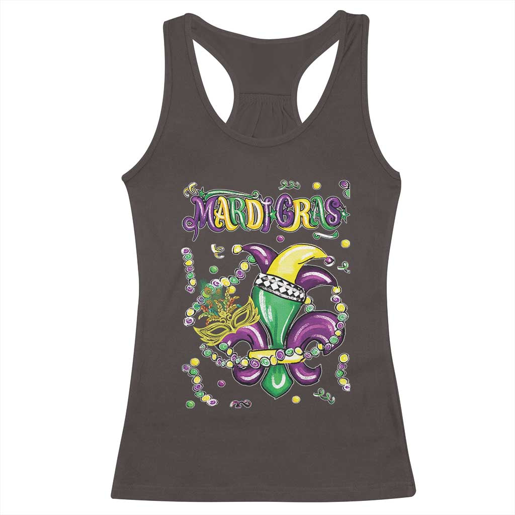 Mardi Gras Racerback Tank Top Fleur de Lis Carnival Fat Tuesday TS10 Dark Chocolate Print Your Wear