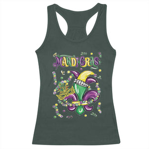 Mardi Gras Racerback Tank Top Fleur de Lis Carnival Fat Tuesday TS10 Dark Forest Green Print Your Wear