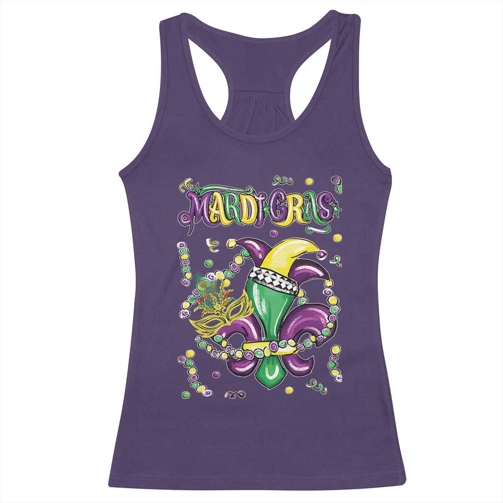Mardi Gras Racerback Tank Top Fleur de Lis Carnival Fat Tuesday TS10 Purple Print Your Wear