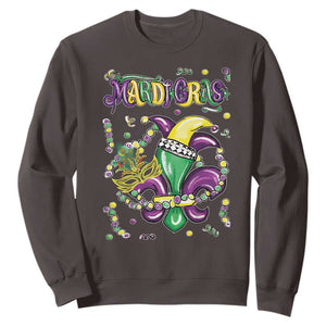 Mardi Gras Sweatshirt Fleur de Lis Carnival Fat Tuesday TS10 Dark Chocolate Print Your Wear