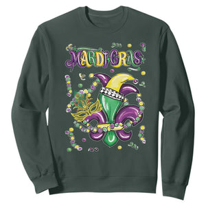 Mardi Gras Sweatshirt Fleur de Lis Carnival Fat Tuesday TS10 Dark Forest Green Print Your Wear