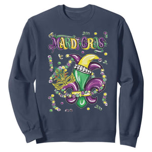 Mardi Gras Sweatshirt Fleur de Lis Carnival Fat Tuesday TS10 Navy Print Your Wear