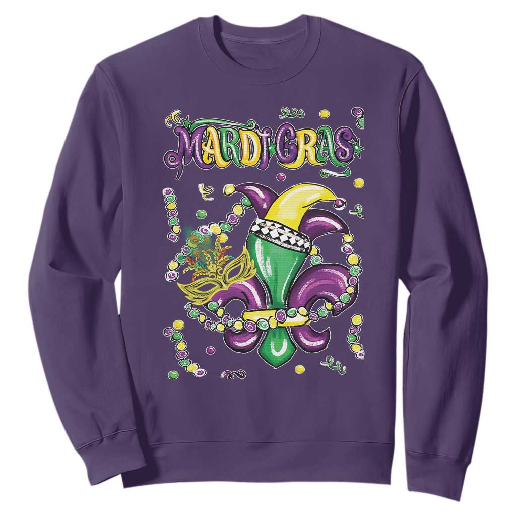 Mardi Gras Sweatshirt Fleur de Lis Carnival Fat Tuesday TS10 Purple Print Your Wear