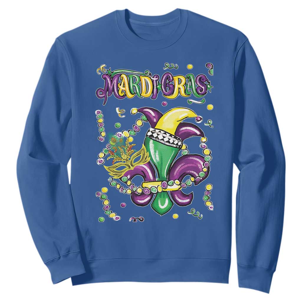 Mardi Gras Sweatshirt Fleur de Lis Carnival Fat Tuesday TS10 Royal Blue Print Your Wear