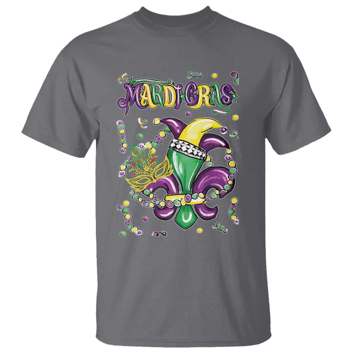 Mardi Gras T Shirt Fleur de Lis Carnival Fat Tuesday TS10 Charcoal Print Your Wear