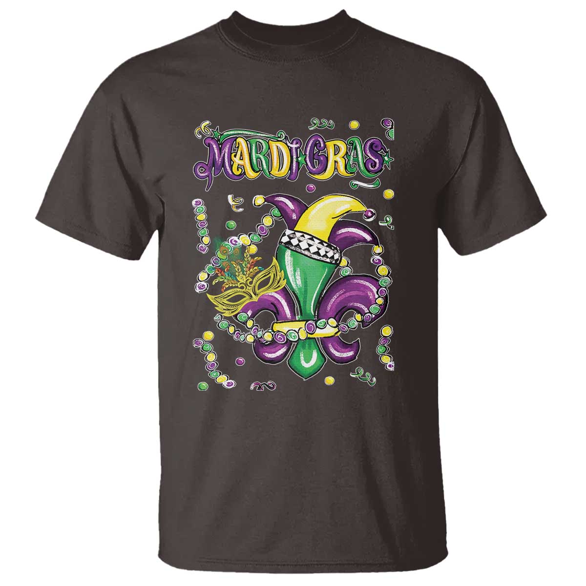 Mardi Gras T Shirt Fleur de Lis Carnival Fat Tuesday TS10 Dark Chocolate Print Your Wear