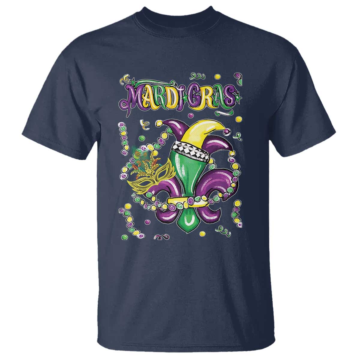 Mardi Gras T Shirt Fleur de Lis Carnival Fat Tuesday TS10 Navy Print Your Wear