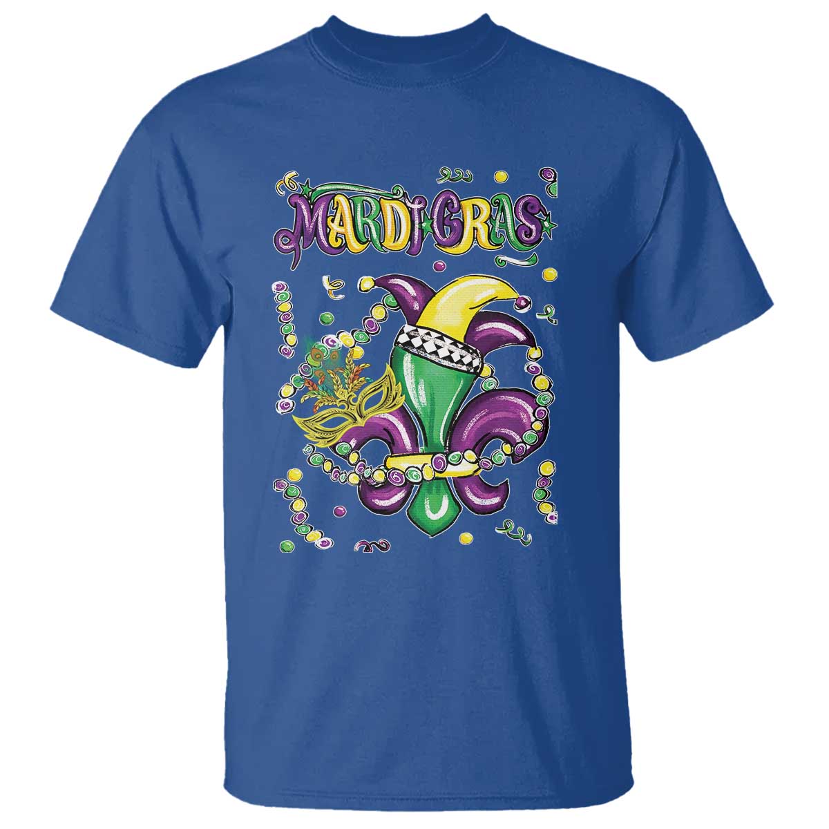 Mardi Gras T Shirt Fleur de Lis Carnival Fat Tuesday TS10 Royal Blue Print Your Wear