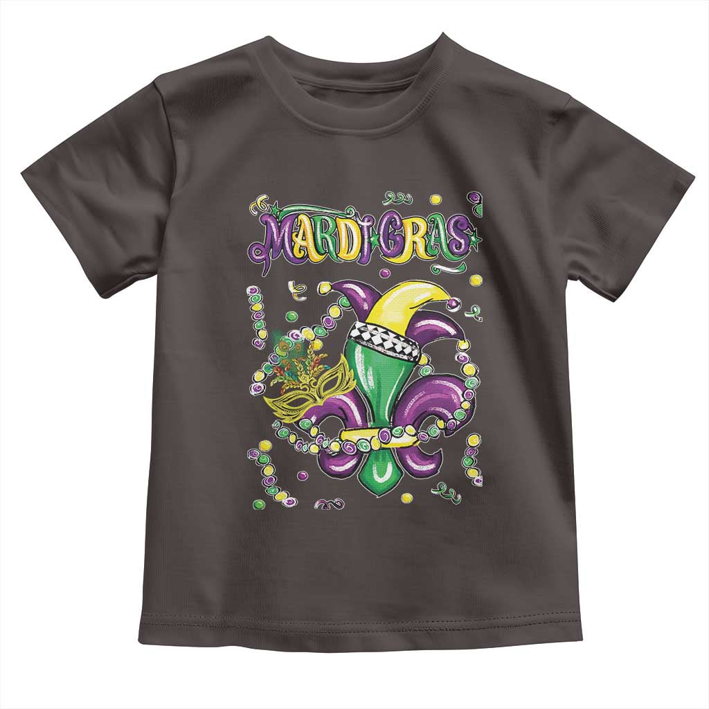 Mardi Gras Toddler T Shirt Fleur de Lis Carnival Fat Tuesday TS10 Dark Chocolate Print Your Wear