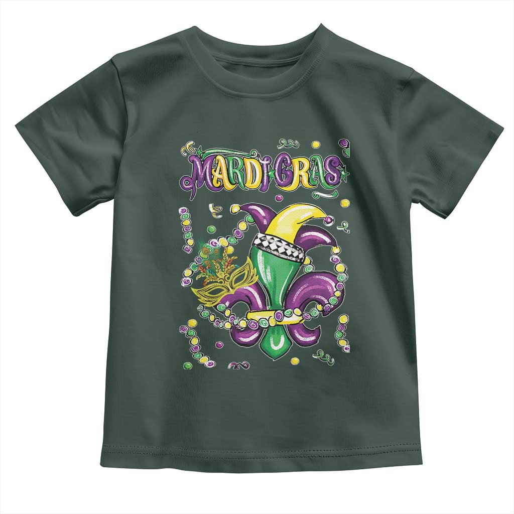 Mardi Gras Toddler T Shirt Fleur de Lis Carnival Fat Tuesday TS10 Dark Forest Green Print Your Wear