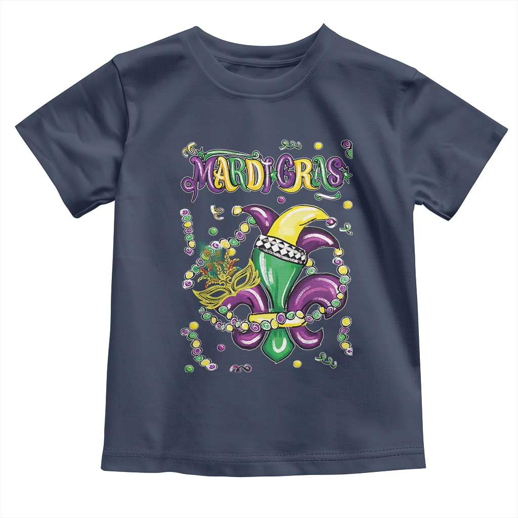 Mardi Gras Toddler T Shirt Fleur de Lis Carnival Fat Tuesday TS10 Navy Print Your Wear