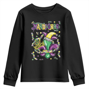 Mardi Gras Youth Sweatshirt Fleur de Lis Carnival Fat Tuesday TS10 Black Print Your Wear