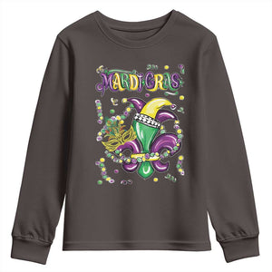 Mardi Gras Youth Sweatshirt Fleur de Lis Carnival Fat Tuesday TS10 Dark Chocolate Print Your Wear