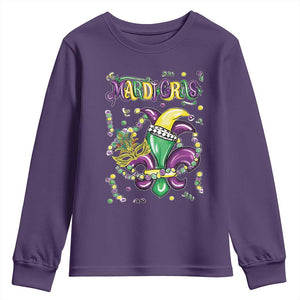 Mardi Gras Youth Sweatshirt Fleur de Lis Carnival Fat Tuesday TS10 Purple Print Your Wear