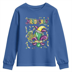 Mardi Gras Youth Sweatshirt Fleur de Lis Carnival Fat Tuesday TS10 Royal Blue Print Your Wear