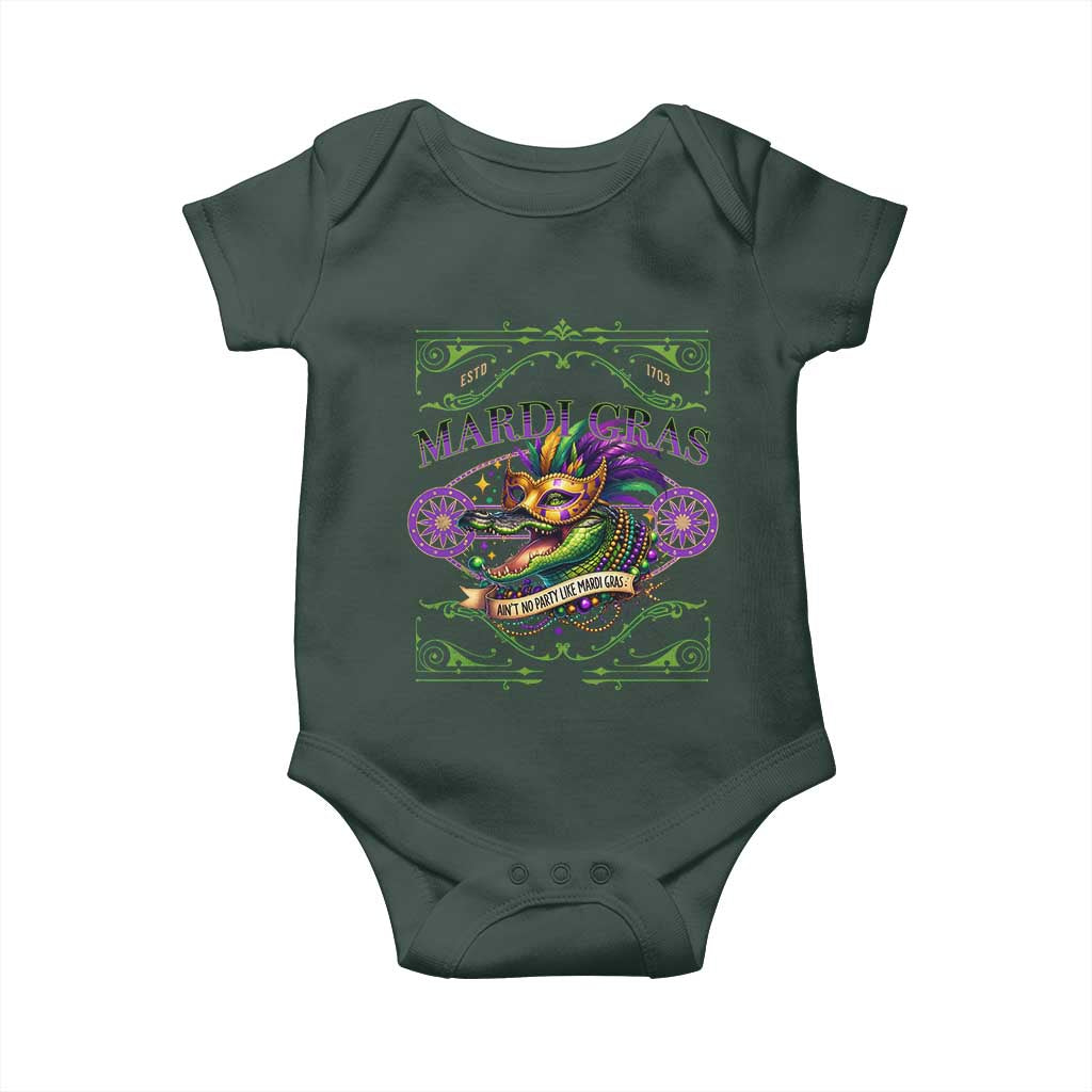 Mardi Gras Crocodile Baby Onesie Mardigator Alligator Costume Carnival Ain't No Party Like Mardi Gras TS10 Print Your Wear