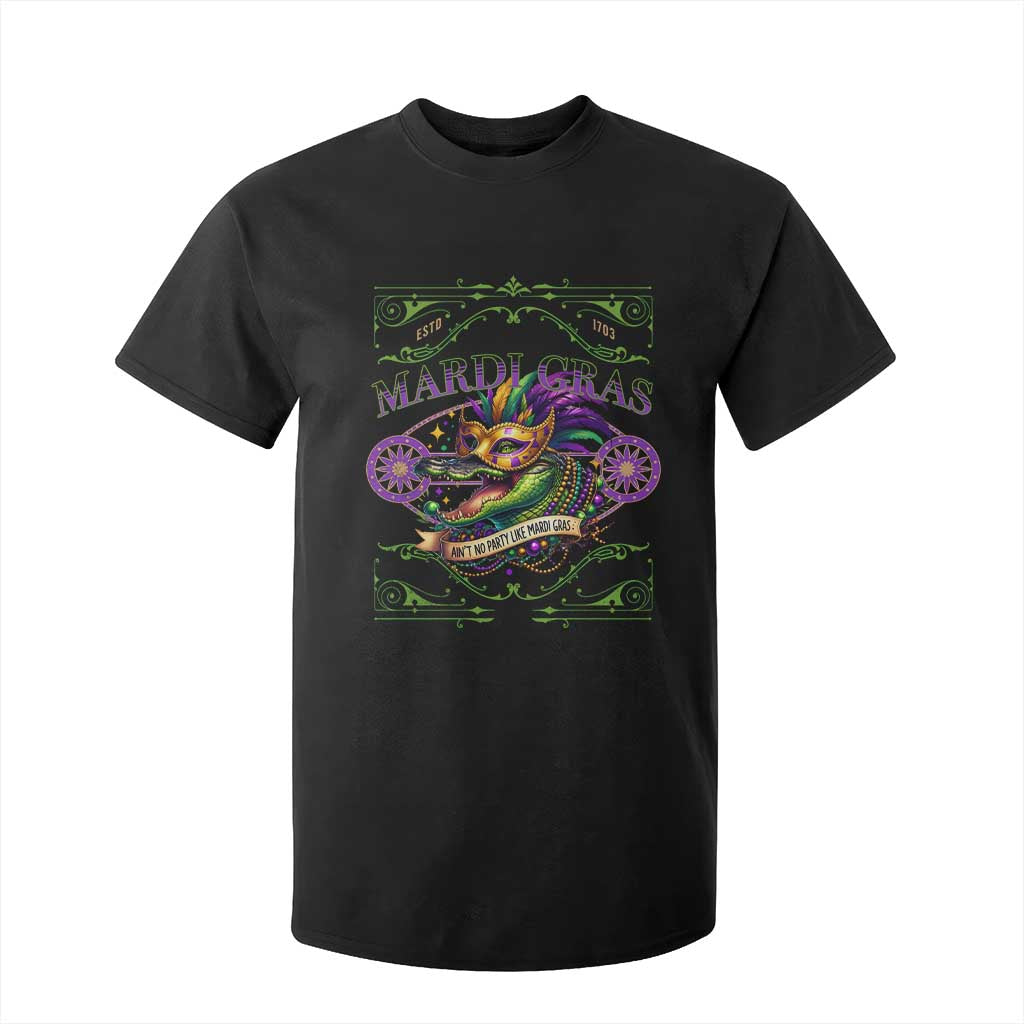 Mardi Gras Crocodile T Shirt For Kid Mardigator Alligator Costume Carnival Ain't No Party Like Mardi Gras TS10 Black Print Your Wear