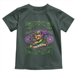Mardi Gras Crocodile Toddler T Shirt Mardigator Alligator Costume Carnival Ain't No Party Like Mardi Gras TS10 Dark Forest Green Print Your Wear