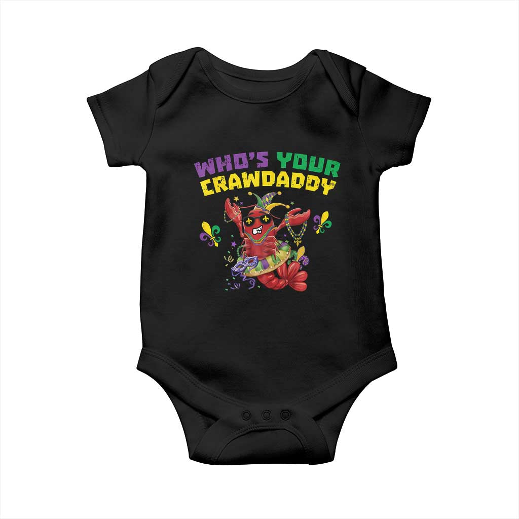 Mardi Gras Crawfish Baby Onesie Whos Your Crawdaddy Jester Beads TS10 Black Print Your Wear