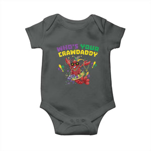 Mardi Gras Crawfish Baby Onesie Whos Your Crawdaddy Jester Beads TS10 Dark Heather Print Your Wear