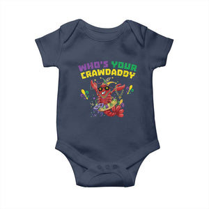 Mardi Gras Crawfish Baby Onesie Whos Your Crawdaddy Jester Beads TS10 Navy Print Your Wear
