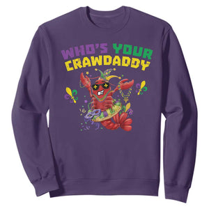 Mardi Gras Crawfish Sweatshirt Whos Your Crawdaddy Jester Beads TS10 Purple Print Your Wear