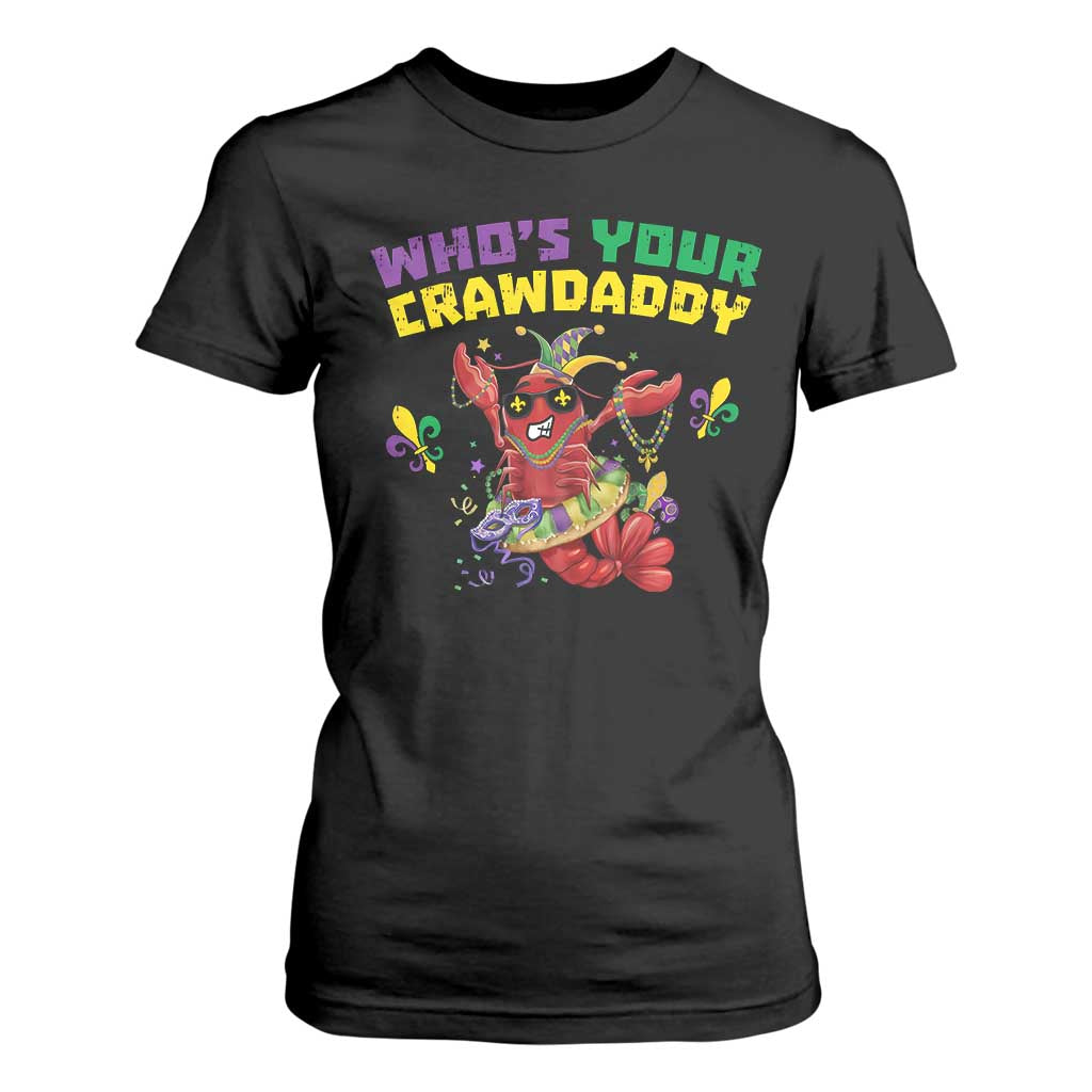 Mardi Gras Crawfish T Shirt For Women Whos Your Crawdaddy Jester Beads TS10 Black Print Your Wear