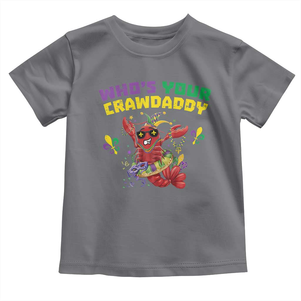 Mardi Gras Crawfish Toddler T Shirt Whos Your Crawdaddy Jester Beads TS10 Charcoal Print Your Wear