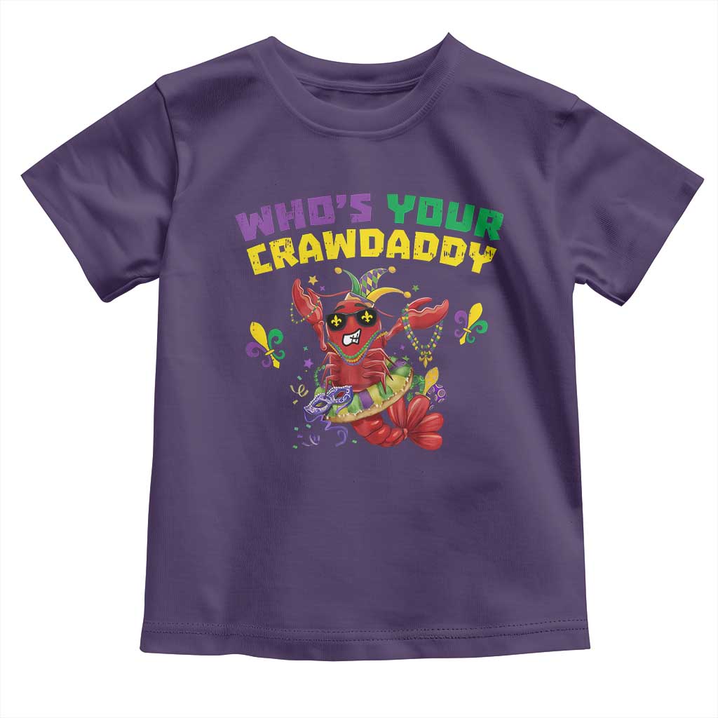 Mardi Gras Crawfish Toddler T Shirt Whos Your Crawdaddy Jester Beads TS10 Purple Print Your Wear