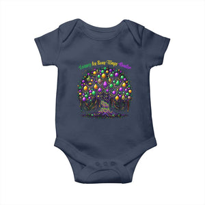 Mardi Gras Bead Tree Baby Onesie Carnival New Orleans 2025 Laissez Les Bons Temps Rouler TS10 Navy Print Your Wear
