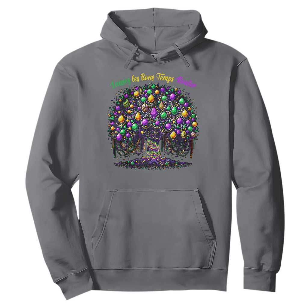 Mardi Gras Bead Tree Hoodie Carnival New Orleans 2025 Laissez Les Bons Temps Rouler TS10 Charcoal Print Your Wear