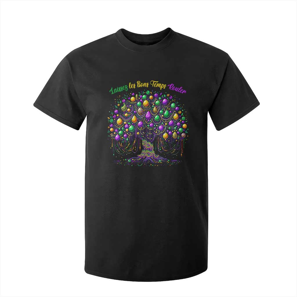 Mardi Gras Bead Tree T Shirt For Kid Carnival New Orleans 2025 Laissez Les Bons Temps Rouler TS10 Black Print Your Wear