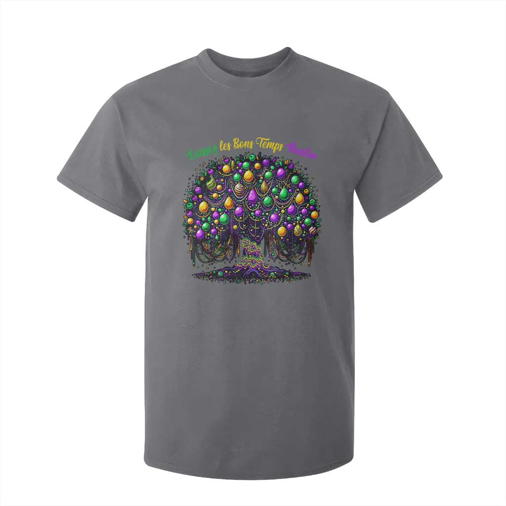 Mardi Gras Bead Tree T Shirt For Kid Carnival New Orleans 2025 Laissez Les Bons Temps Rouler TS10 Charcoal Print Your Wear