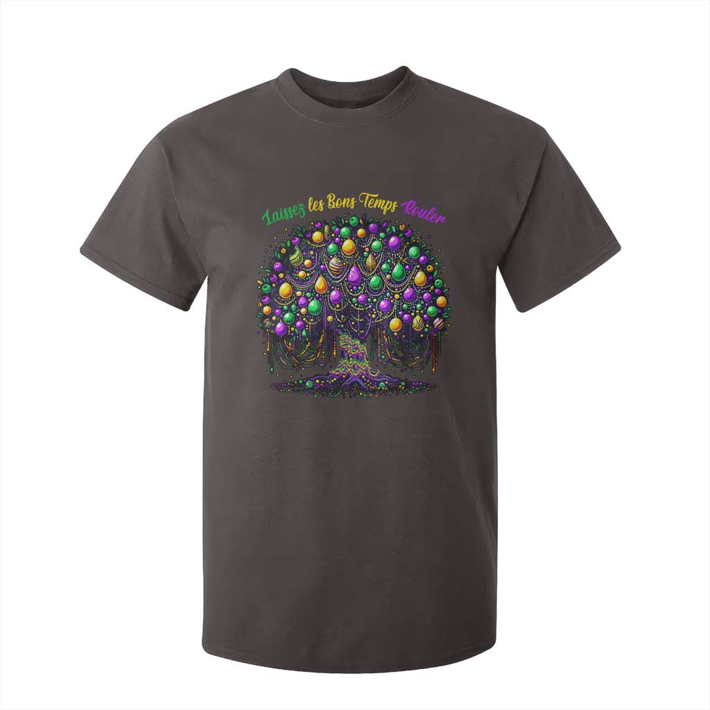 Mardi Gras Bead Tree T Shirt For Kid Carnival New Orleans 2025 Laissez Les Bons Temps Rouler TS10 Dark Chocolate Print Your Wear