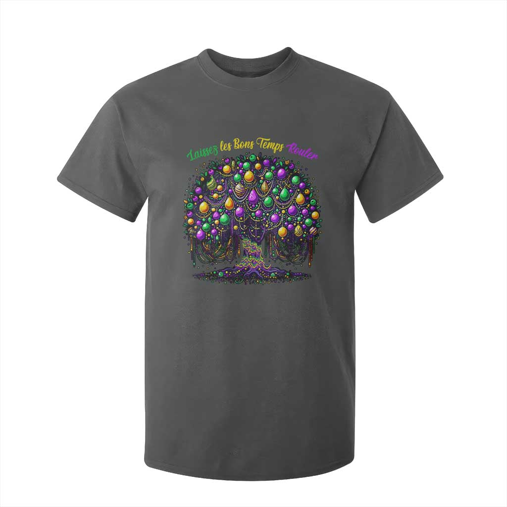 Mardi Gras Bead Tree T Shirt For Kid Carnival New Orleans 2025 Laissez Les Bons Temps Rouler TS10 Dark Heather Print Your Wear