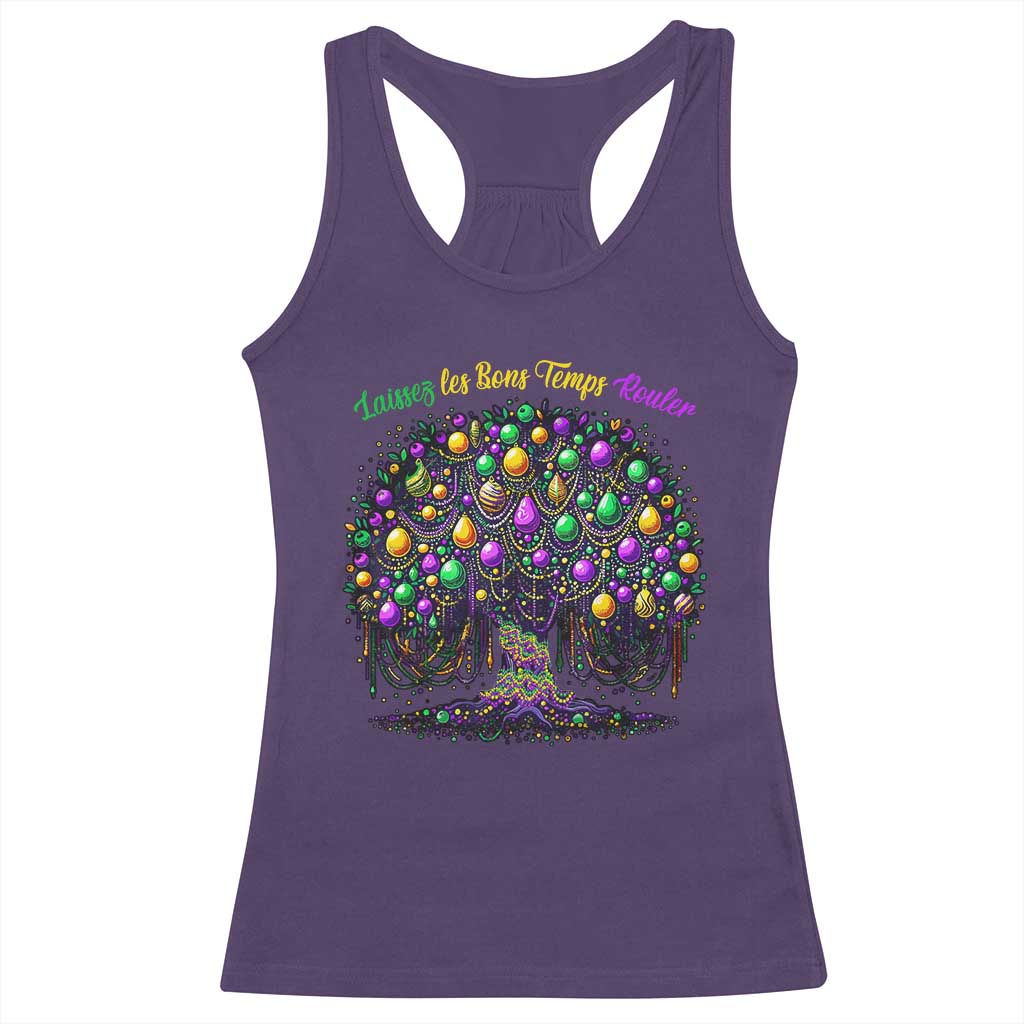Mardi Gras Bead Tree Racerback Tank Top Carnival New Orleans 2025 Laissez Les Bons Temps Rouler TS10 Purple Print Your Wear
