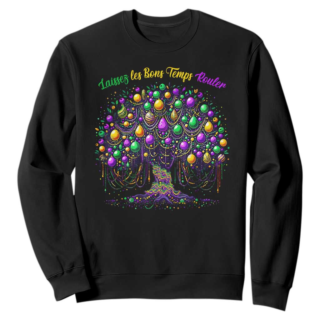 Mardi Gras Bead Tree Sweatshirt Carnival New Orleans 2025 Laissez Les Bons Temps Rouler TS10 Black Print Your Wear