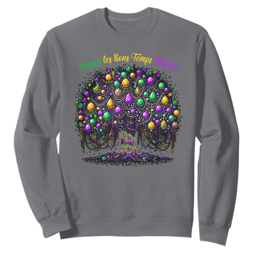 Mardi Gras Bead Tree Sweatshirt Carnival New Orleans 2025 Laissez Les Bons Temps Rouler TS10 Charcoal Print Your Wear