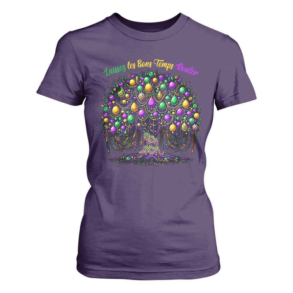 Mardi Gras Bead Tree T Shirt For Women Carnival New Orleans 2025 Laissez Les Bons Temps Rouler TS10 Purple Print Your Wear