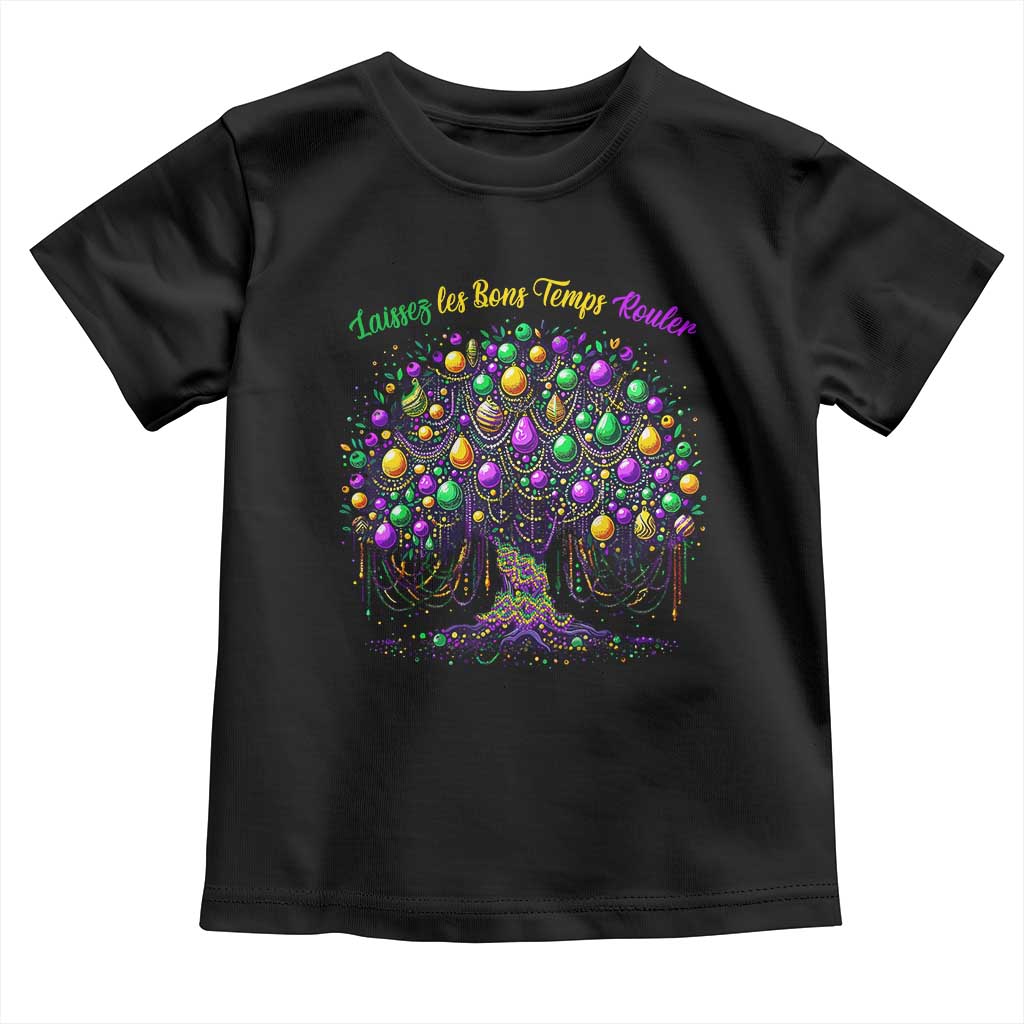 Mardi Gras Bead Tree Toddler T Shirt Carnival New Orleans 2025 Laissez Les Bons Temps Rouler TS10 Black Print Your Wear