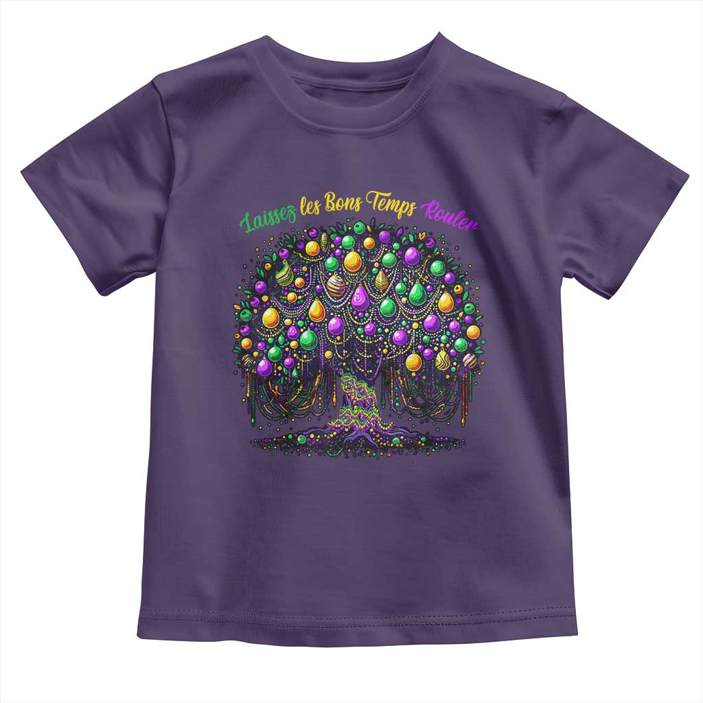 Mardi Gras Bead Tree Toddler T Shirt Carnival New Orleans 2025 Laissez Les Bons Temps Rouler TS10 Purple Print Your Wear
