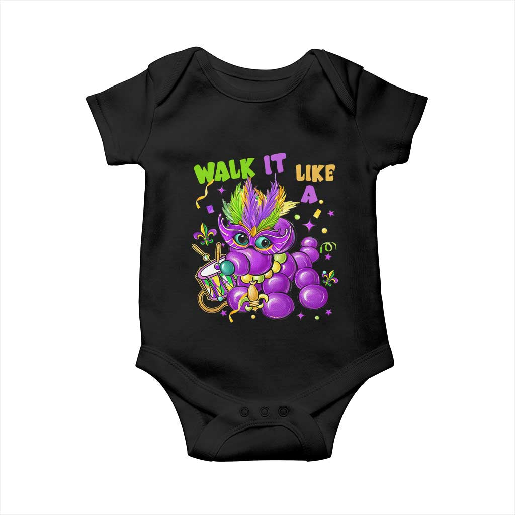 Funny Mardi Gras Baby Onesie Walk it Like a Dog Louisiana Fleur De Lis TS10 Black Print Your Wear
