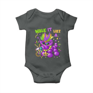 Funny Mardi Gras Baby Onesie Walk it Like a Dog Louisiana Fleur De Lis TS10 Dark Heather Print Your Wear