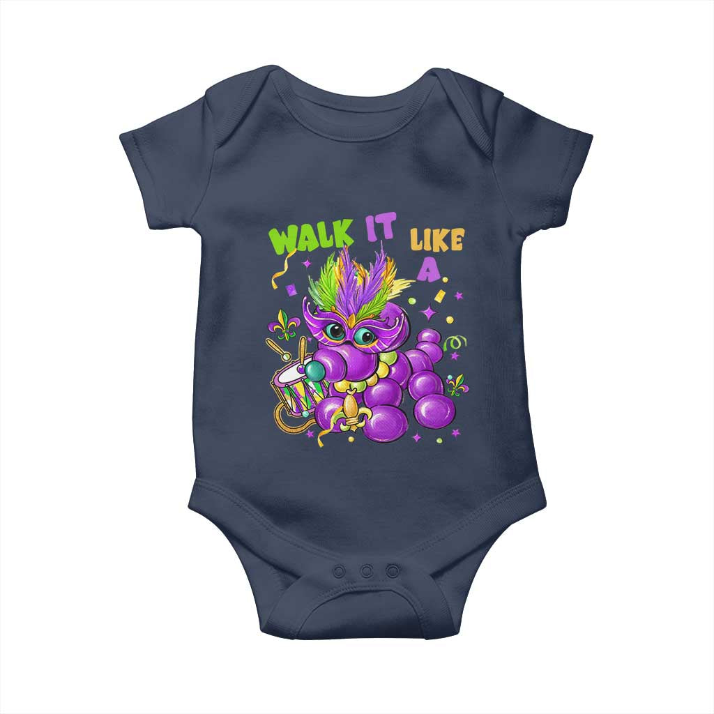 Funny Mardi Gras Baby Onesie Walk it Like a Dog Louisiana Fleur De Lis TS10 Navy Print Your Wear
