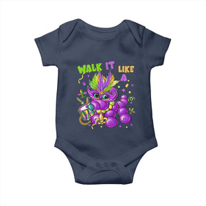 Funny Mardi Gras Baby Onesie Walk it Like a Dog Louisiana Fleur De Lis TS10 Navy Print Your Wear